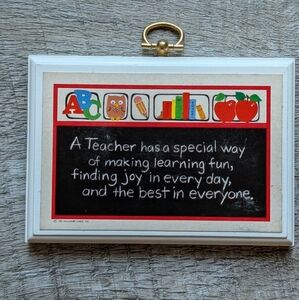 Vintage 1981 Hallmark Teacher School Themed Mini Plaque